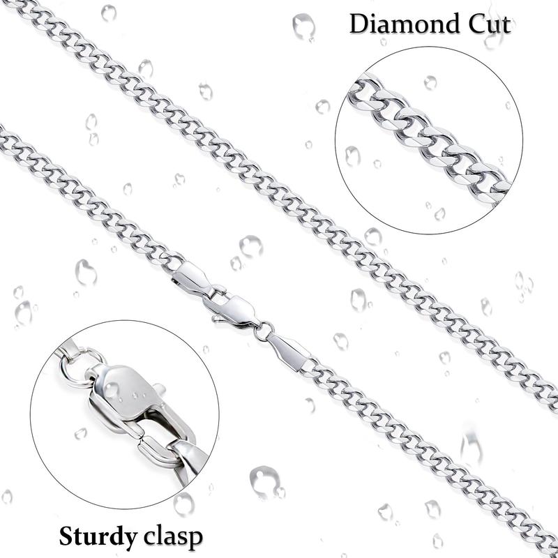 3.5mm Miami Stainless Steel Cuban Chain for Men Cuban Link Curb Chain Necklace for Women Men (Unisex)