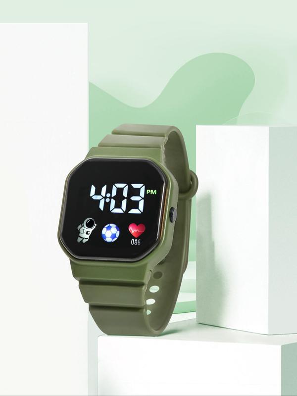 Cute Astronaut Pattern Digital Watch, Fashionable Square Dial Watch for Women & Girls, with Box, Trendy All-match & Exquisite Watch for Birthday Gift