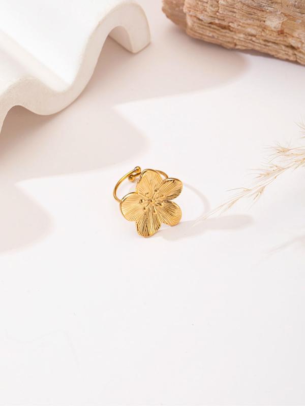 Flower Design Pendant Necklace Earrings Ring Bracelet Set, Fashion Jewelry for Party, Daily Clothing Decor, Trendy All-match & Exquisite Jewelry for Birthday Gift