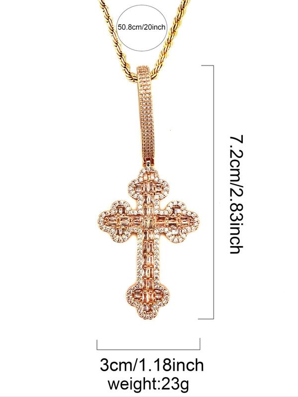 Rhinestone Decorated Cross Pendant, Fashionable Jewelry for Women & Girls, Trendy All-match & Exquisite Jewelry for Birthday Gift