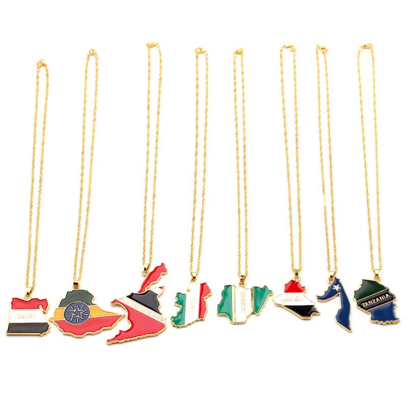 Hot Selling Creative World Maps, National Flags, Necklaces, Dominica Map Pendants