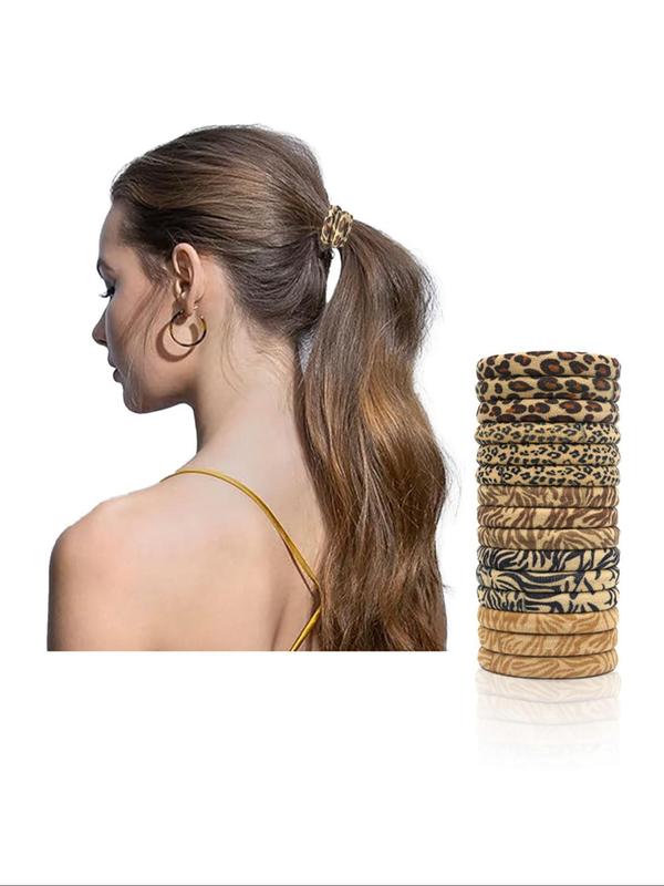 Random Style Leopard & Zebra Stripe Pattern Hair Tie, High Stretch Hair Tie, Fashion Hair Accessories for Women & Girls