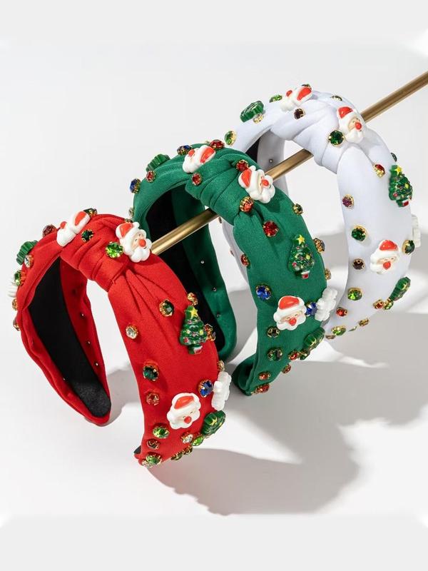 Christmas Themed Knot Design Hair Hoop, Cute Santa Claus Snowflake Decor Hair Accessories for Women & Girls, Fashion Hair Accessories for Party, Daily Clothing Decor