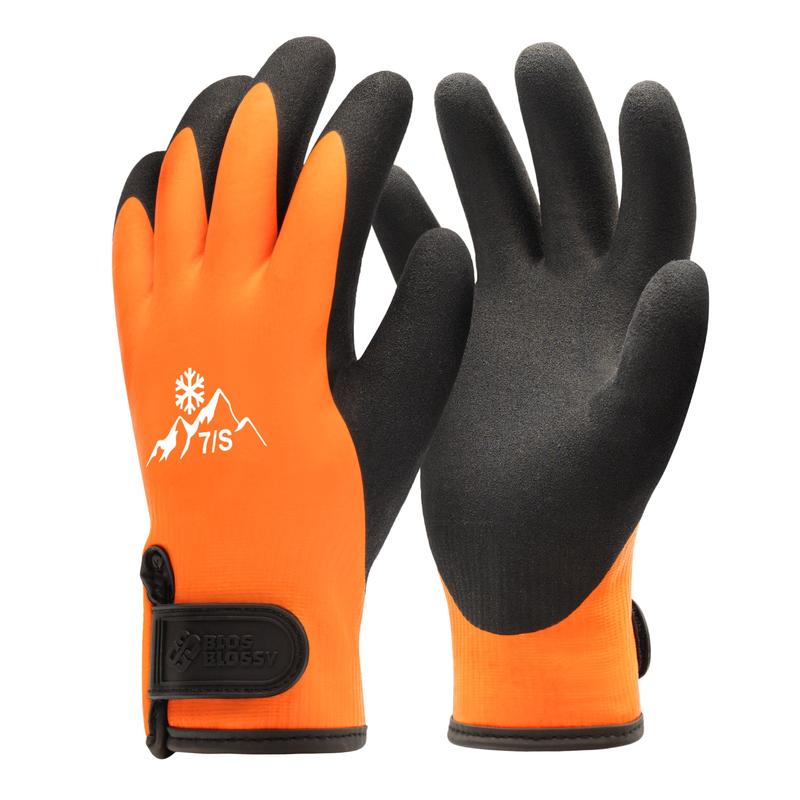 Heavy Duty Winter Gloves, Latex Fully Soaked, 100% Waterproof Gloves, Thermal Insulated Winter Dipped Gloves