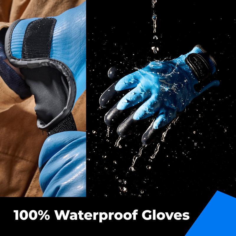 Heavy Duty Winter Gloves, Latex Fully Soaked, 100% Waterproof Gloves, Thermal Insulated Winter Dipped Gloves