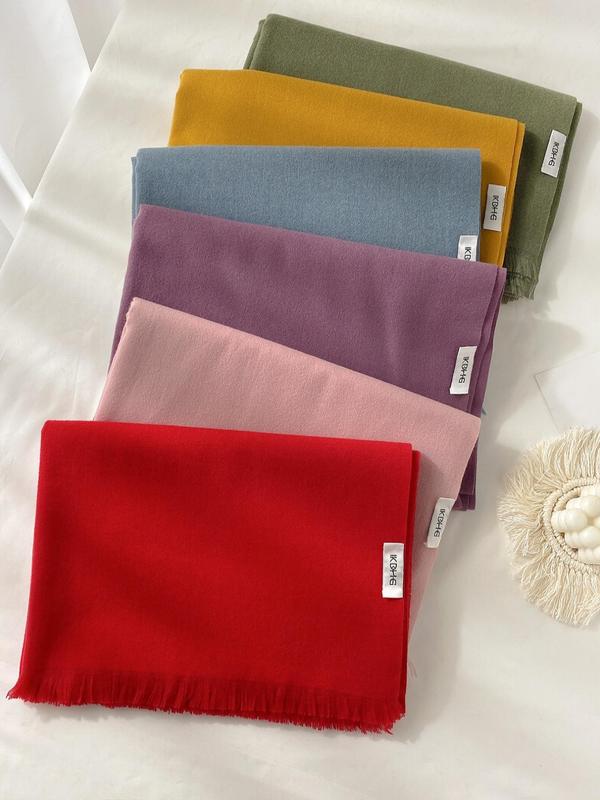 Solid Color Tassel Design Scarf, Soft Warm Comfortable Shawl for Women & Men, Casual Style Scarf for Daily Wear, Fashion Accessories for Daily Wear