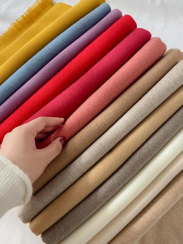 Solid Color Tassel Design Scarf, Soft Warm Comfortable Shawl for Women & Men, Casual Style Scarf for Daily Wear, Fashion Accessories for Daily Wear