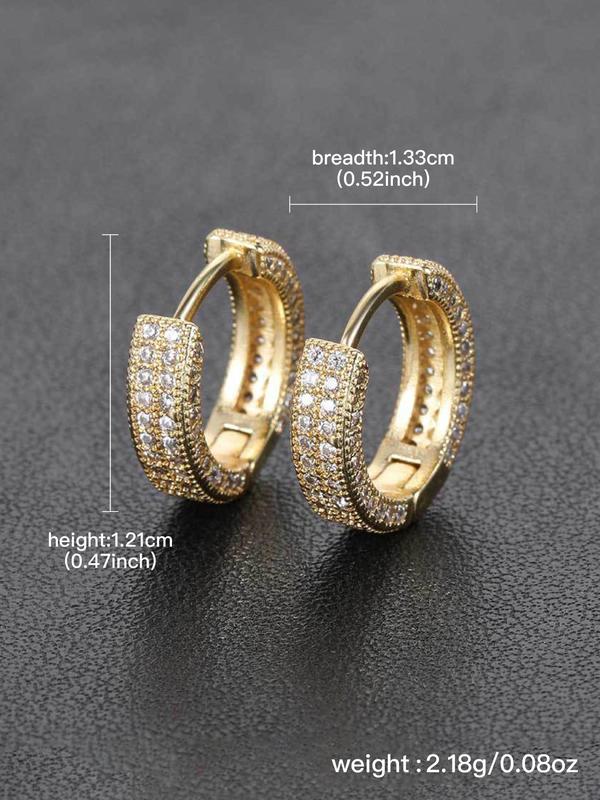 Rhinestone Decorated Hoop Earrings, Fashionable Earrings for Women & Men, Trendy All-match & Exquisite Jewelry for Birthday Gift