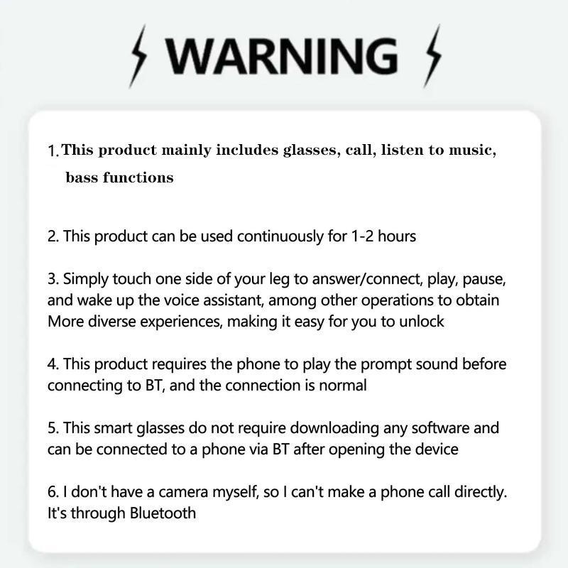 Smart Glasses, Wireless Smart Glasses, Bluetooth-compatible Smart Sunglasses, Outdoor Sunglasses, Eye Glasses Camera, Wireless Glasses for Travel, Gift for Men & Women, Smart Glass Eyewear, Electronic Gadgets
