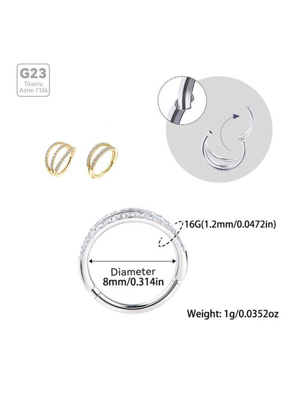 Titanium Nose Ring, Elegant Rhinestone Decorated Earrings, Fashionable Body Jewelry for Women & Men, Trendy All-match & Exquisite Jewelry for Birthday Gift
