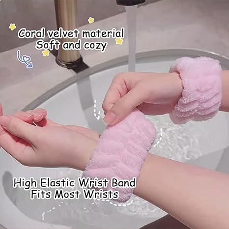 3pcs Skincare Headbands for Women, Sponge Makeup Headband Set, Spa Headband for Washing Face Wristband Set, Puffy Headwear for Makeup Removal Hair Accessories Terry Cloth Hair Band