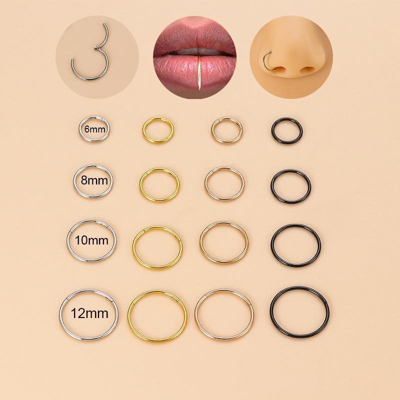 Stainless Steel Lip Ring, Nose Ring, Slim Thread Diameter, Closed Loop, Trendy and Fashionable Piercing Accessories, Body Art, Body Beauty, Symbolic Significance