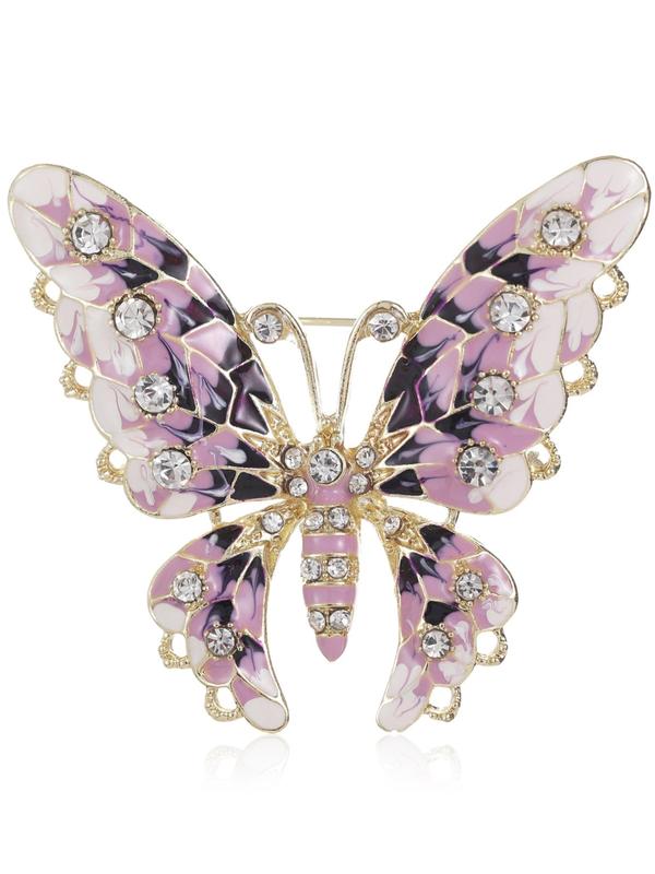 Butterfly Design Brooch, Rhinestone Decorated Brooch for Women & Men, Fashion Accessories for Party, Daily Decor, Trendy All-match & Exquisite Brooch for Gift