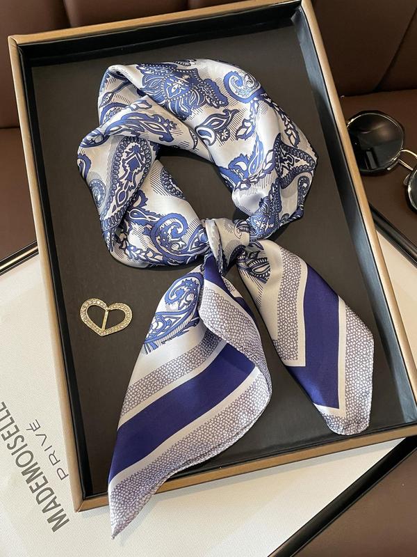 Women's Paisley Print Neckerchief, 2024 Summer Elegant Square Scarf, Casual Soft Comfortable Shawl, Fashionable Women Accessories for All Seasons