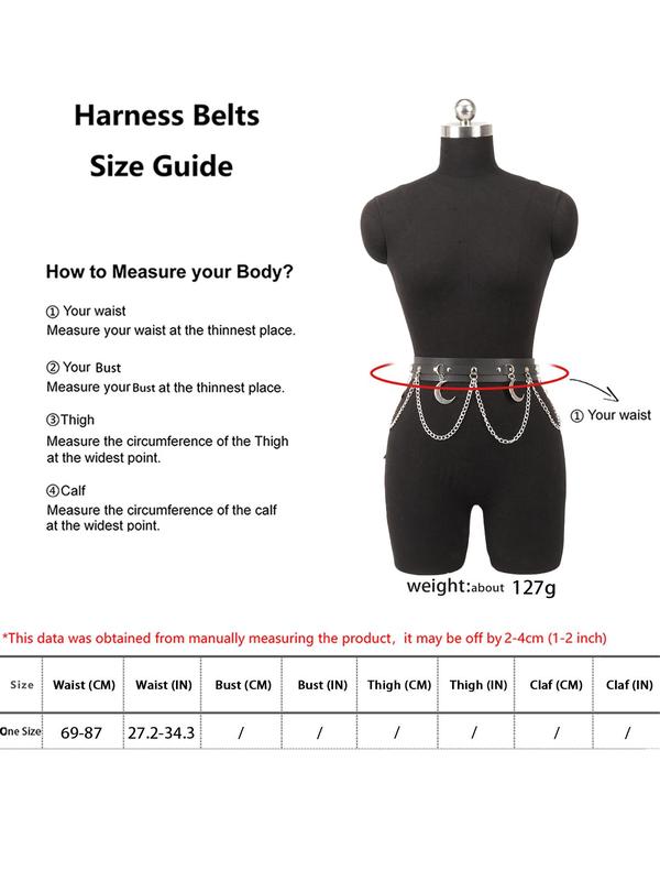Women's Punk Style Moon Design Chain Belt, Fashion Gothic Style Pu Leather Belt for Party, Daily Clothing Decor, Trendy All-match Belt for Outfit Matching