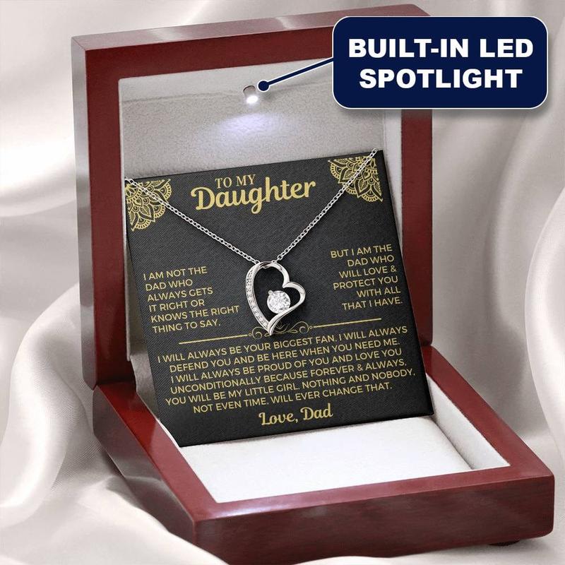 To My Daughter - Love Dad - Beautiful Gift Set Necklace, Jewelry Present, Anniversary Necklace, Gift for Daughters, Teenagers, Girls, Anniversary Necklaces, Birthday Christmas Gift For Women Pendant Chain Necklace with Gift Card