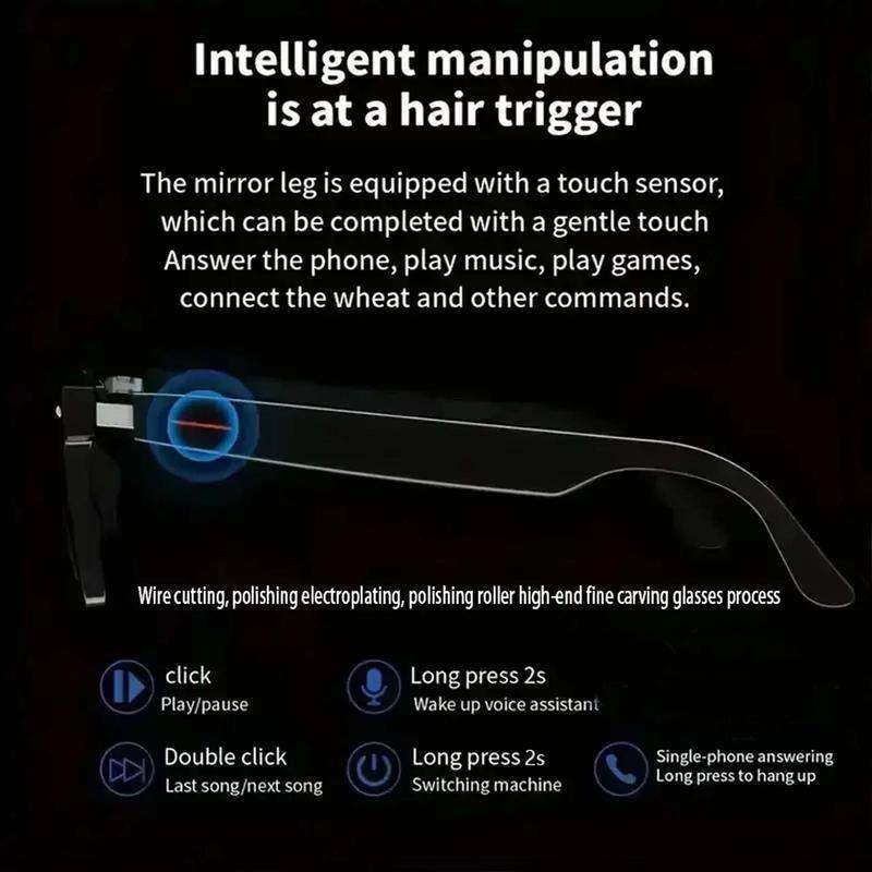 Smart Glasses, Wireless Smart Glasses, Bluetooth-compatible Smart Sunglasses, Outdoor Sunglasses, Eye Glasses Camera, Wireless Glasses for Travel, Gift for Men & Women, Smart Glass Eyewear, Electronic Gadgets