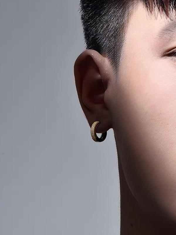 Rhinestone Decorated Hoop Earrings, Fashionable Earrings for Women & Men, Trendy All-match & Exquisite Jewelry for Birthday Gift