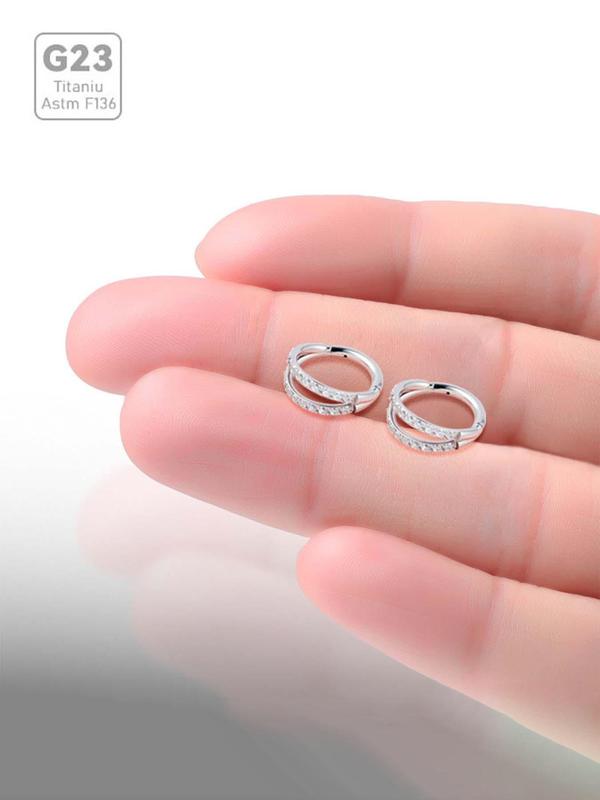 Titanium Nose Ring, Elegant Rhinestone Decorated Earrings, Fashionable Body Jewelry for Women & Men, Trendy All-match & Exquisite Jewelry for Birthday Gift