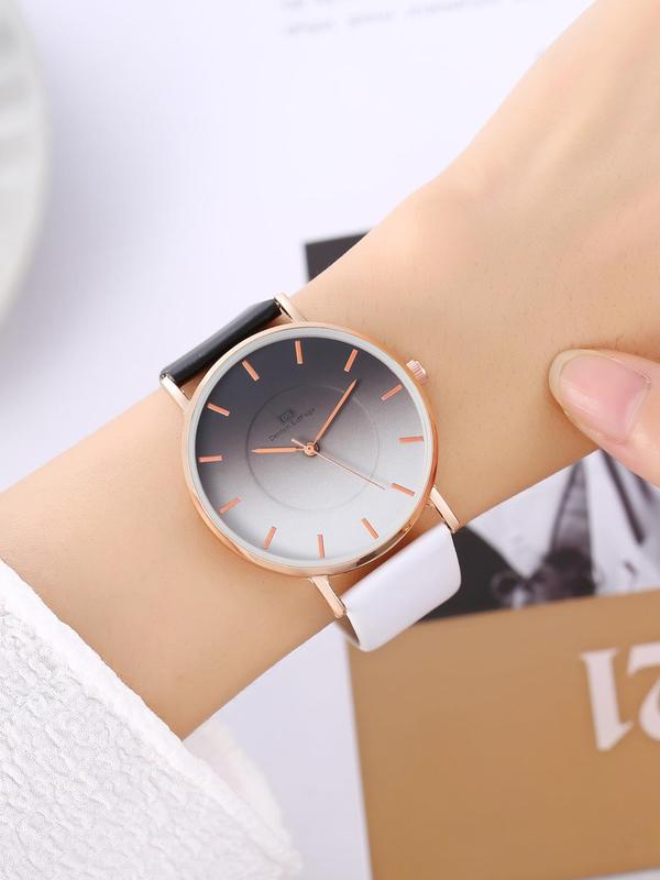 Women's Fashionable Colorblock Round Dial Watch, Casual Wristwatch for Women & Girls, Trendy All-match Watch for Birthday Gift without Box