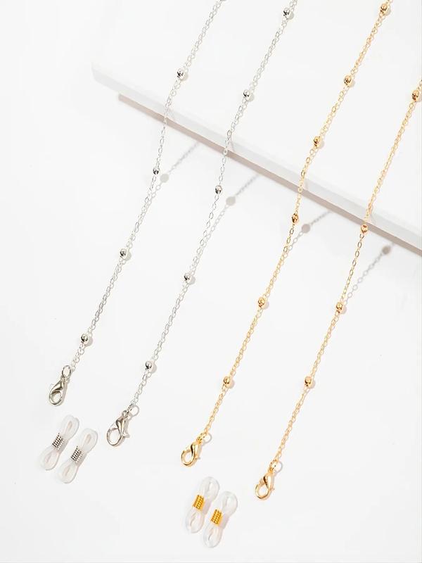 2pcs Elegant Beaded Decorated Eyeglasses Chain For Men & Women, Fashion Accessories For Glasses
