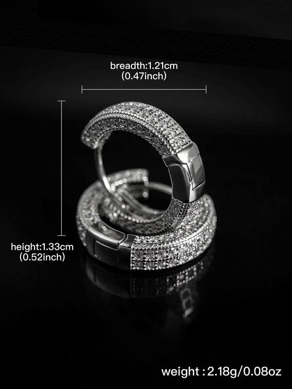 Rhinestone Decorated Hoop Earrings, Fashionable Earrings for Women & Men, Trendy All-match & Exquisite Jewelry for Birthday Gift