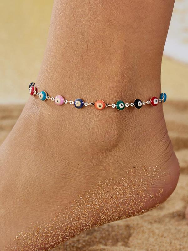 Boho Style Beaded Eye Decor Anklet for Women, Fashion Jewelry for Party, Daily Clothing Decor, Trendy All-match & Exquisite Jewelry for Birthday Gift