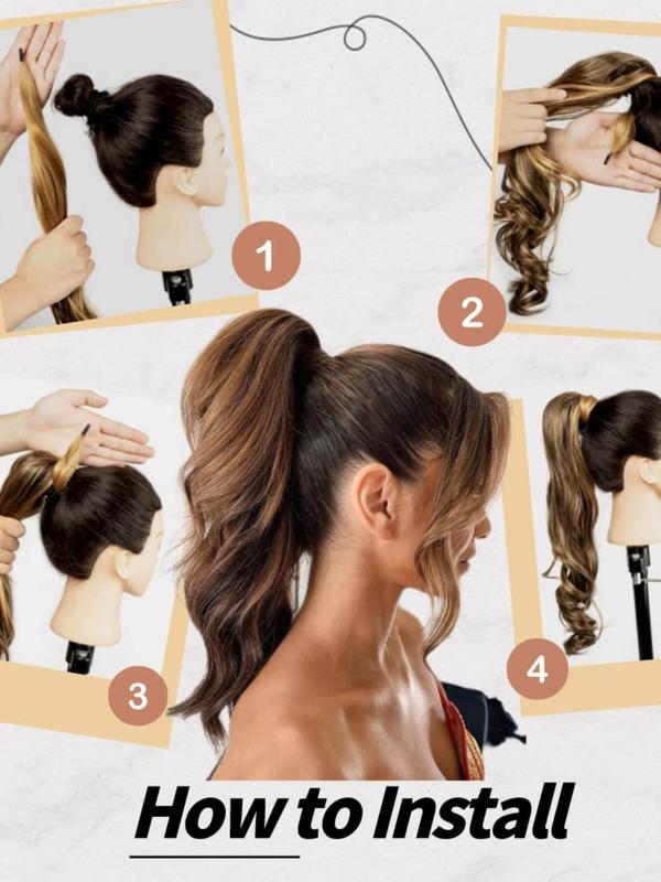 32 Inch Blonde Long Wavy Ponytail Extension, 2024 Fall Synthetic Hair Extensions for Women, Flexible Wrap Around Ponytail Wavy Ponytail Extension for Daily Use