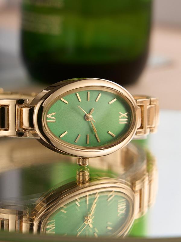 Women's Elegant Oval Dial Quartz Luxury Watch, Exquisite Trendy Wristwatch, Fashionable Watch for Women As Gift with Box, Watches for Women