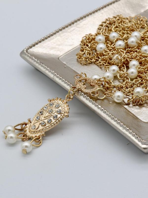 Faux Pearl Decorated Bridal Headwear, Elegant Chain Tassel Design Headband for Wedding Bridal Party Formal Occasions, Fashion Hair Accessories for Women