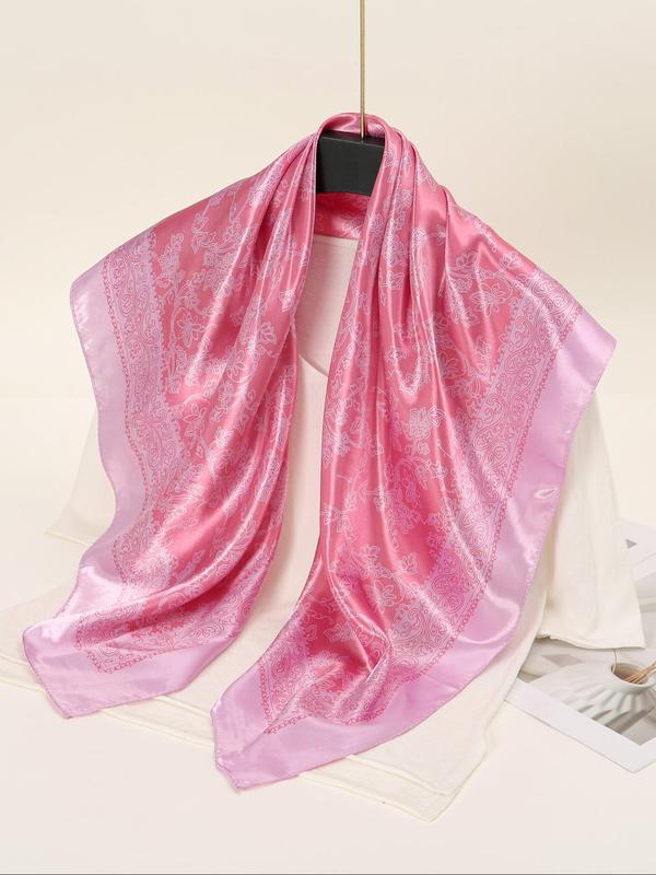 Women's Elegant Floral Print Satin Scarf, New Style Fashionable Soft Comfortable Shawl for Daily Wear, Casual Versatile Hair Band for Women