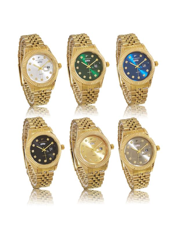 Men's Business Round Dial Quartz Watch, Fashion Watch with Week Display Function for Party, Daily Decor, Trendy All-match Vintage Watch for Birthday Gift with Box