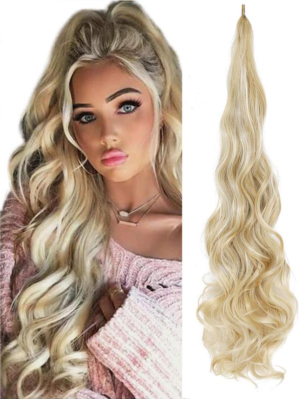 32 Inch Blonde Long Wavy Ponytail Extension, 2024 Fall Synthetic Hair Extensions for Women, Flexible Wrap Around Ponytail Wavy Ponytail Extension for Daily Use