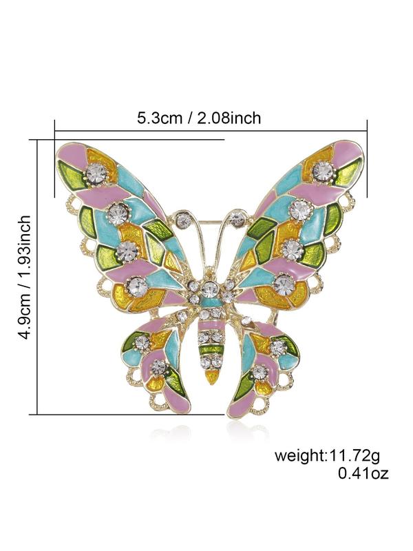 Butterfly Design Brooch, Rhinestone Decorated Brooch for Women & Men, Fashion Accessories for Party, Daily Decor, Trendy All-match & Exquisite Brooch for Gift