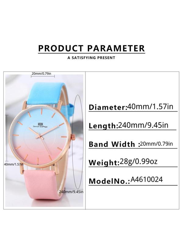 Women's Fashionable Colorblock Round Dial Watch, Casual Wristwatch for Women & Girls, Trendy All-match Watch for Birthday Gift without Box