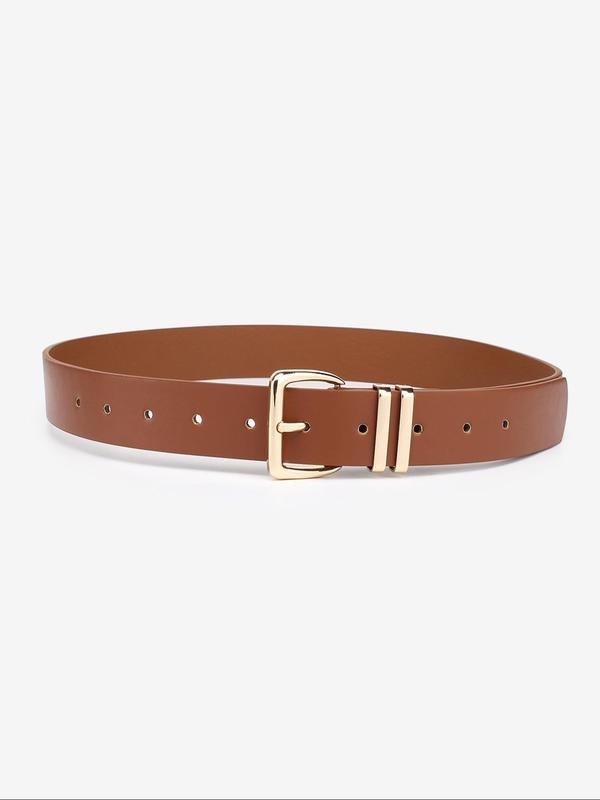 Women's Fashionable Solid Color PU Buckle Belt, Casual Waistband for Jeans Pants, Fashion Belt for Party, Daily Clothing Decor, Trendy All-match & Exquisite Belt for Gift