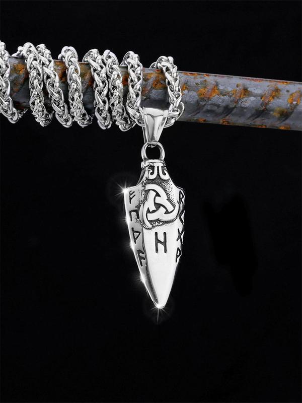 Vintage Viking Stainless Steel Rune Dagger Pendant Necklace,  Fashion Trendy Men's Necklace, Punk Necklace Jewelry for Party Gift for Him