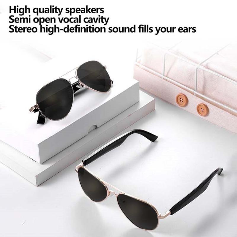 Wireless Smart Glasses, Rechargeable Wireless BT Headphone Sunglasses, Creative Smart Sports Sunglasses with Phone Call for Home & Daily Use, Smart Glasses for Men