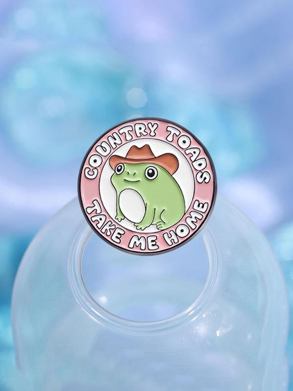 Cute Cartoon Frog & Letter Design Brooch, Fashion Alloy Badge for Daily Clothing Decor, Trendy All-match & Exquisite Brooch for Birthday Gift