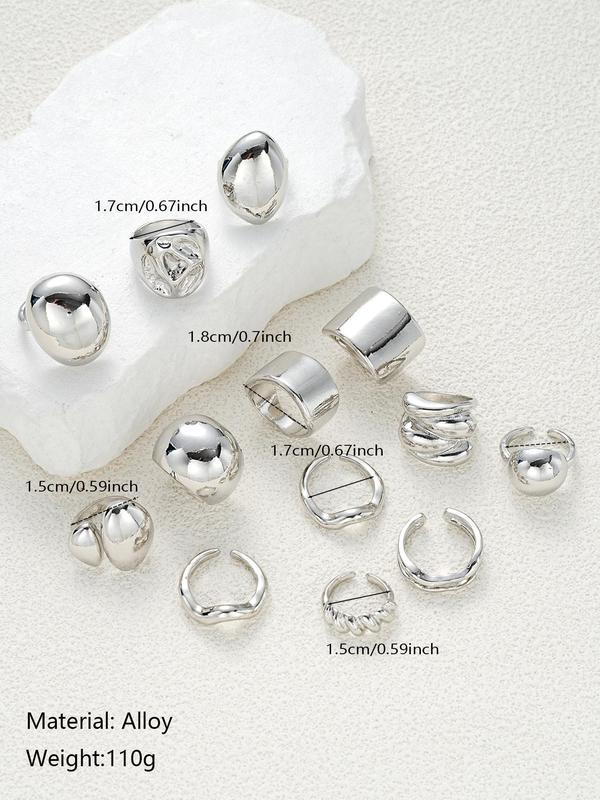 Women's Punk Style Geometric Design Cuff Rings, Vintage Trendy Ring Set, Fashionable Jewelry for Daily & Party Decoration