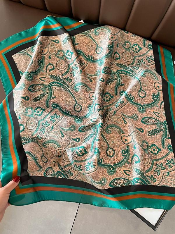 Women's Paisley Print Neckerchief, 2024 Summer Elegant Square Scarf, Casual Soft Comfortable Shawl, Fashionable Women Accessories for All Seasons