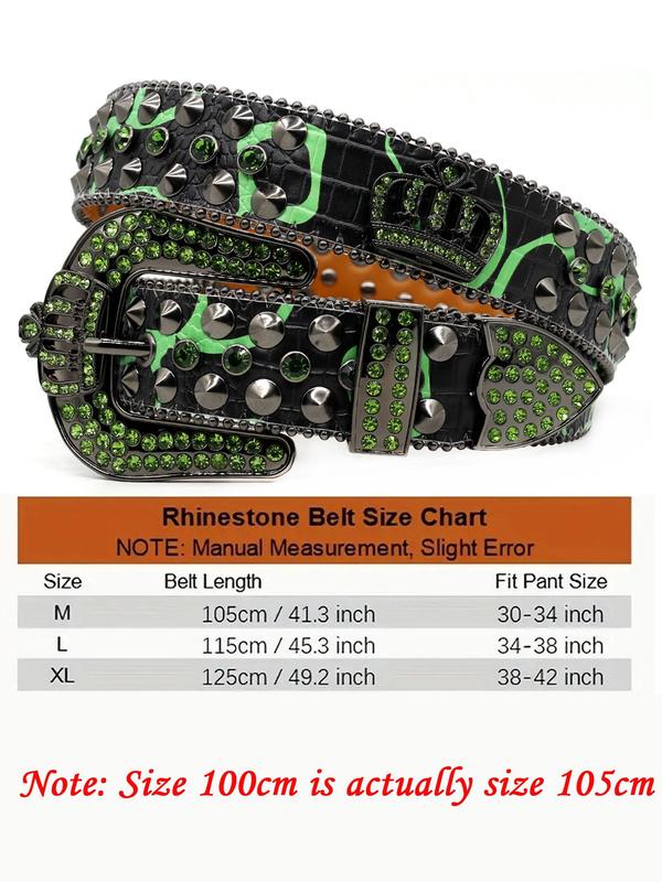 Fashion Punk Artificial Crystal & Rhinestone & Rivet Decorated Pu Buckle Belt for Women & Men, Trendy All-match & Exquisite Clothes Accessories for Daily  Decor