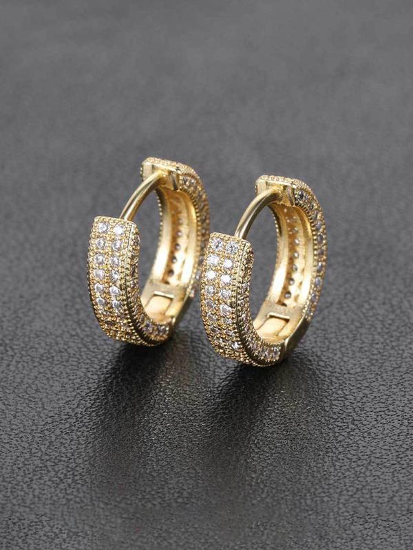 Rhinestone Decorated Hoop Earrings, Fashionable Earrings for Women & Men, Trendy All-match & Exquisite Jewelry for Birthday Gift