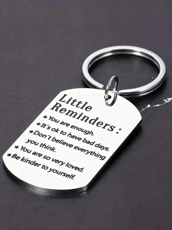 Unisex Cute Letters Graphic Stainless Steel Keychain, Trendy Slogan Key Fob & Key Holder for Car Keychain, Chic Accessories As Gift for Friends