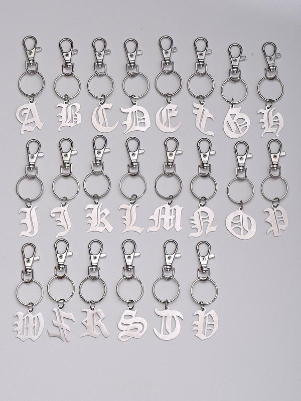 Letter Initial Design Keychain, Stainless Steel Keychain for Women & Men, Trendy All-match & Exquisite Keychain for Birthday Gift