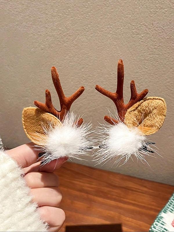 Cute Christmas Themed Reindeer Antler Design Hair Clips, Fashionable Hair Accessories for Women & Girls, Cute Lovely Hairwear for Daily Used
