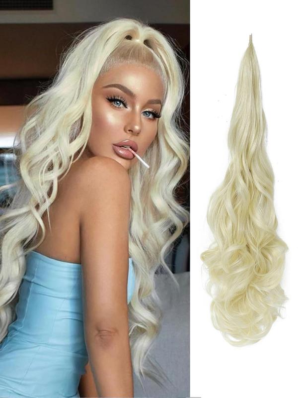 32 Inch Blonde Long Wavy Ponytail Extension, 2024 Fall Synthetic Hair Extensions for Women, Flexible Wrap Around Ponytail Wavy Ponytail Extension for Daily Use