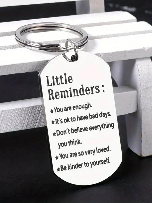 Unisex Cute Letters Graphic Stainless Steel Keychain, Trendy Slogan Key Fob & Key Holder for Car Keychain, Chic Accessories As Gift for Friends