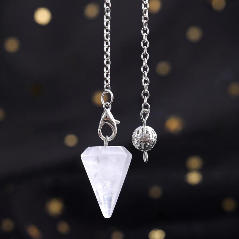 Clear Quartz Pendulum, 1 Count Natural Stone Pendant & Witchcraft Accessories, Decorative Ornament for Living Room Bedroom Home Office Dormitory Car