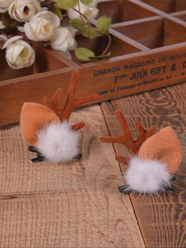 Cute Christmas Themed Reindeer Antler Design Hair Clips, Fashionable Hair Accessories for Women & Girls, Cute Lovely Hairwear for Daily Used